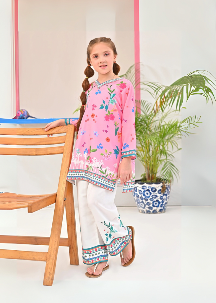 Pink Bloom Co-Ord Set (Silk Lawn )