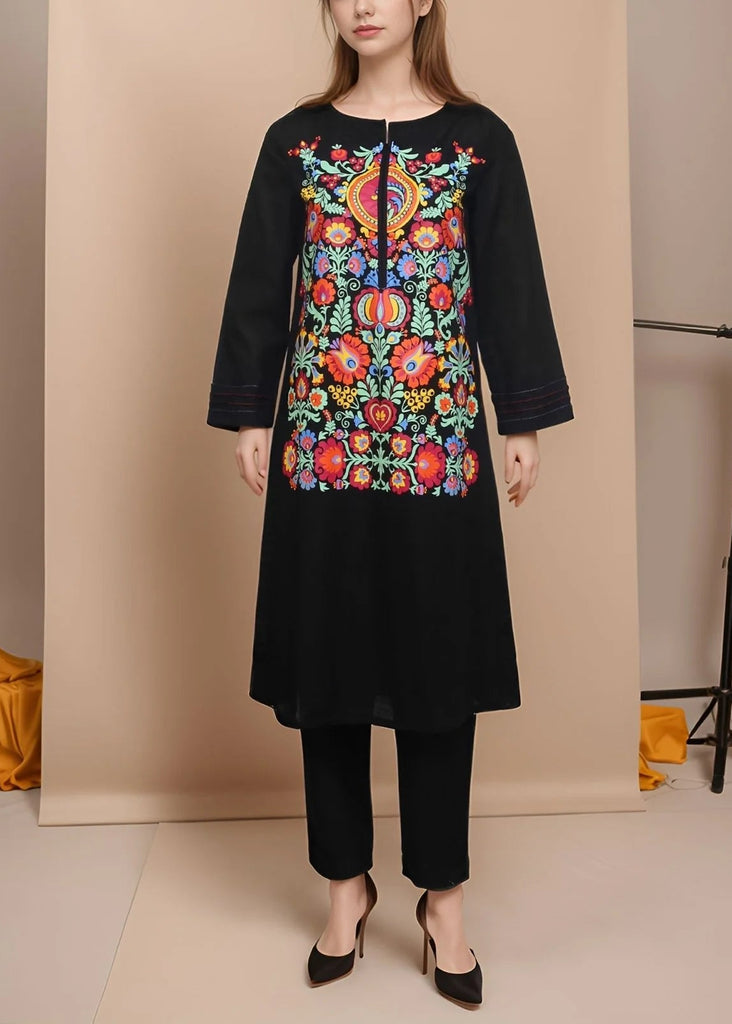 Black Printed -2 PIECE SUIT-( Pure Lawn)