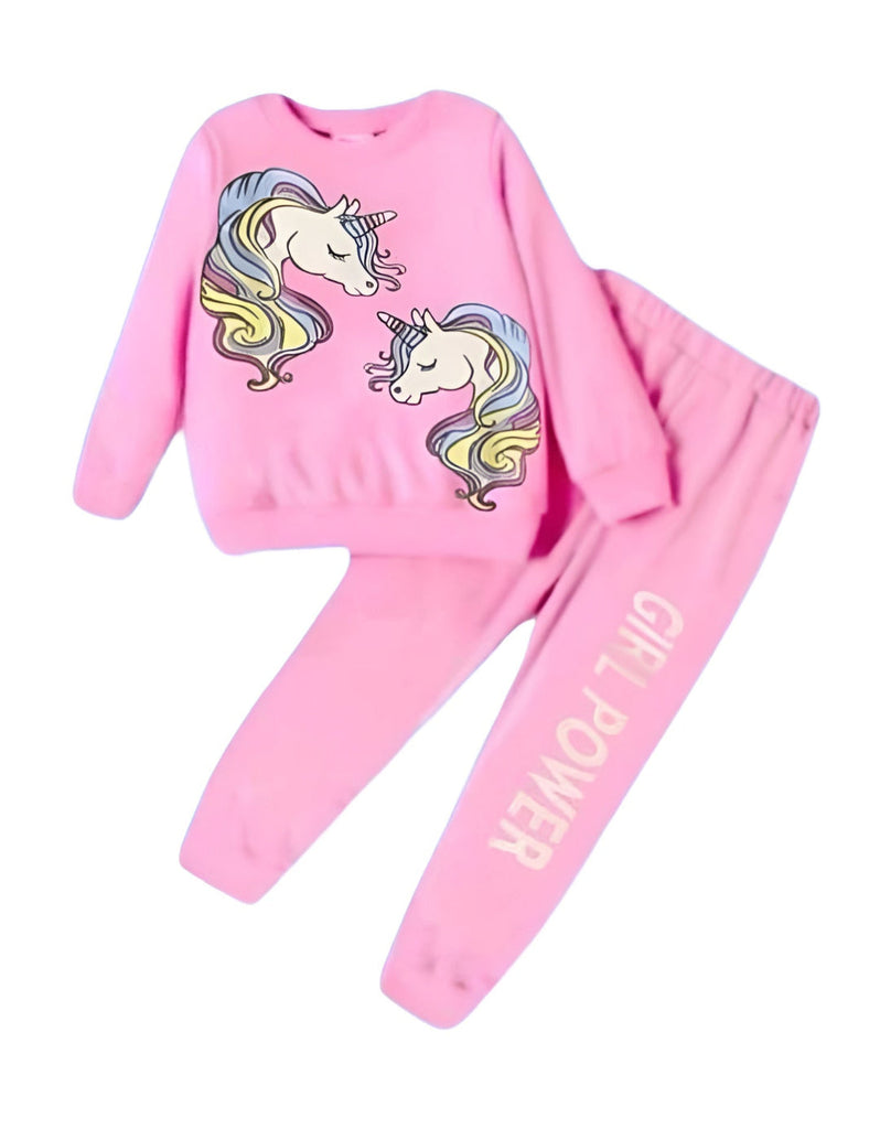 PREMUM iMPORTED  GIRL POWER UNICORN FLEECE TRACKSUIT