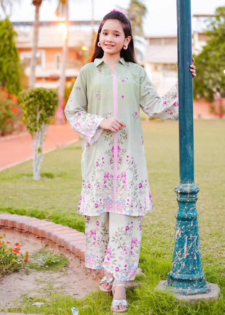 Green Blush Co-Ord Set (Silk Lawn )