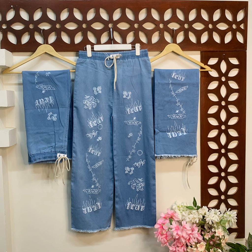 L-Butterfly Print Denim Jeans
