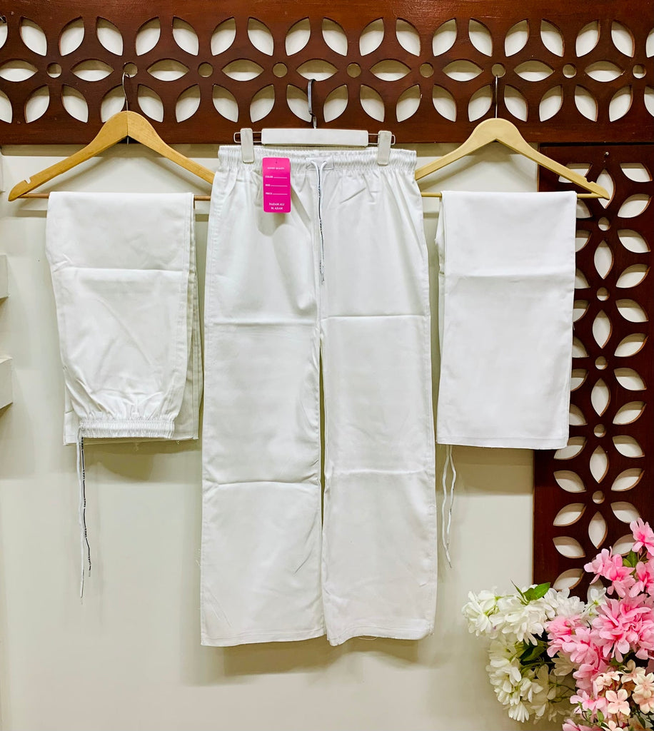 L-White  Dori Elastic Waist DENIM TROUSER ( Teen age Girls and Ladies)