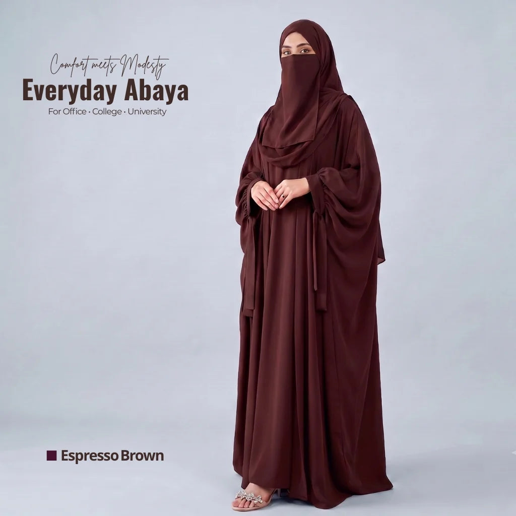 Kaftan Abaya - 4 Piece - Espresso Brown (Summer Special)