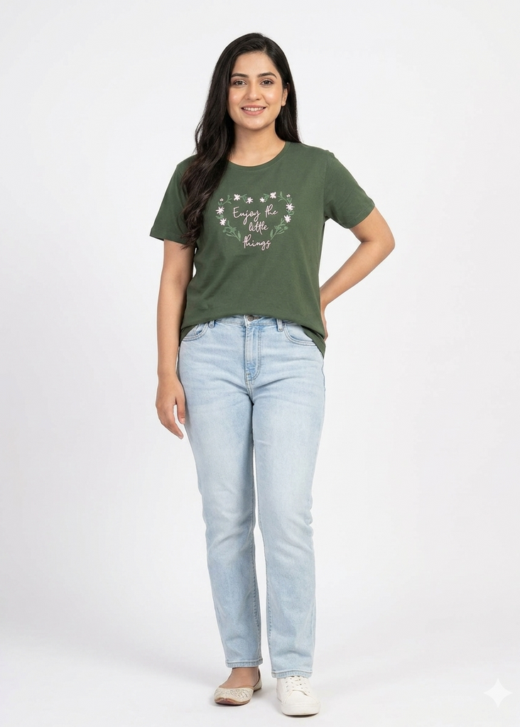 Green Enjoy the   Graphical T shirt
