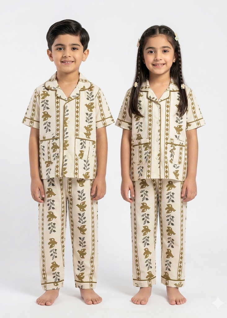Unisex Leaf  Print pajama Set