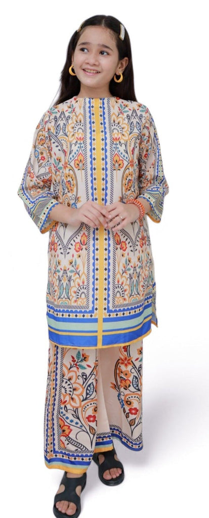 Multi print  Front Co-Ord Set (Silk Lawn )