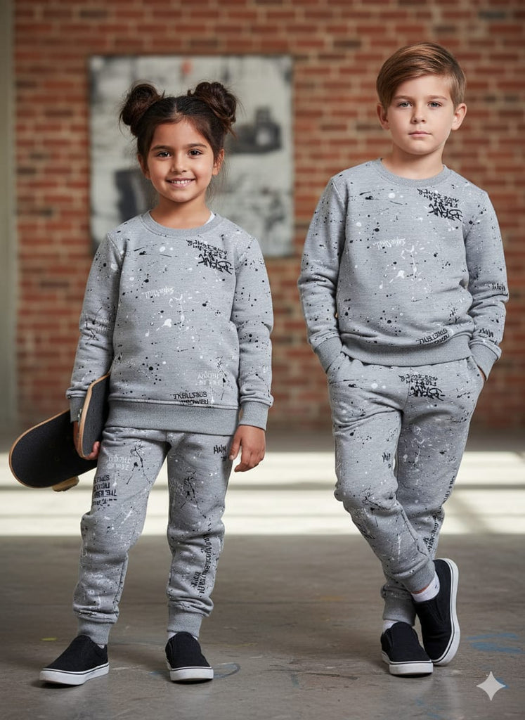 PREMUM iMPORTED Unisex Grey With White Dots Track suit