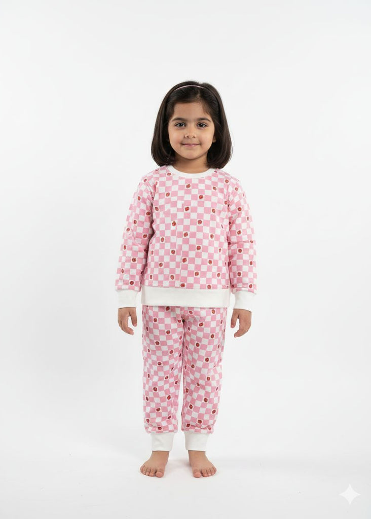 PREMUM IMPORTED FLEECE Graphical pink strawberry Track suit