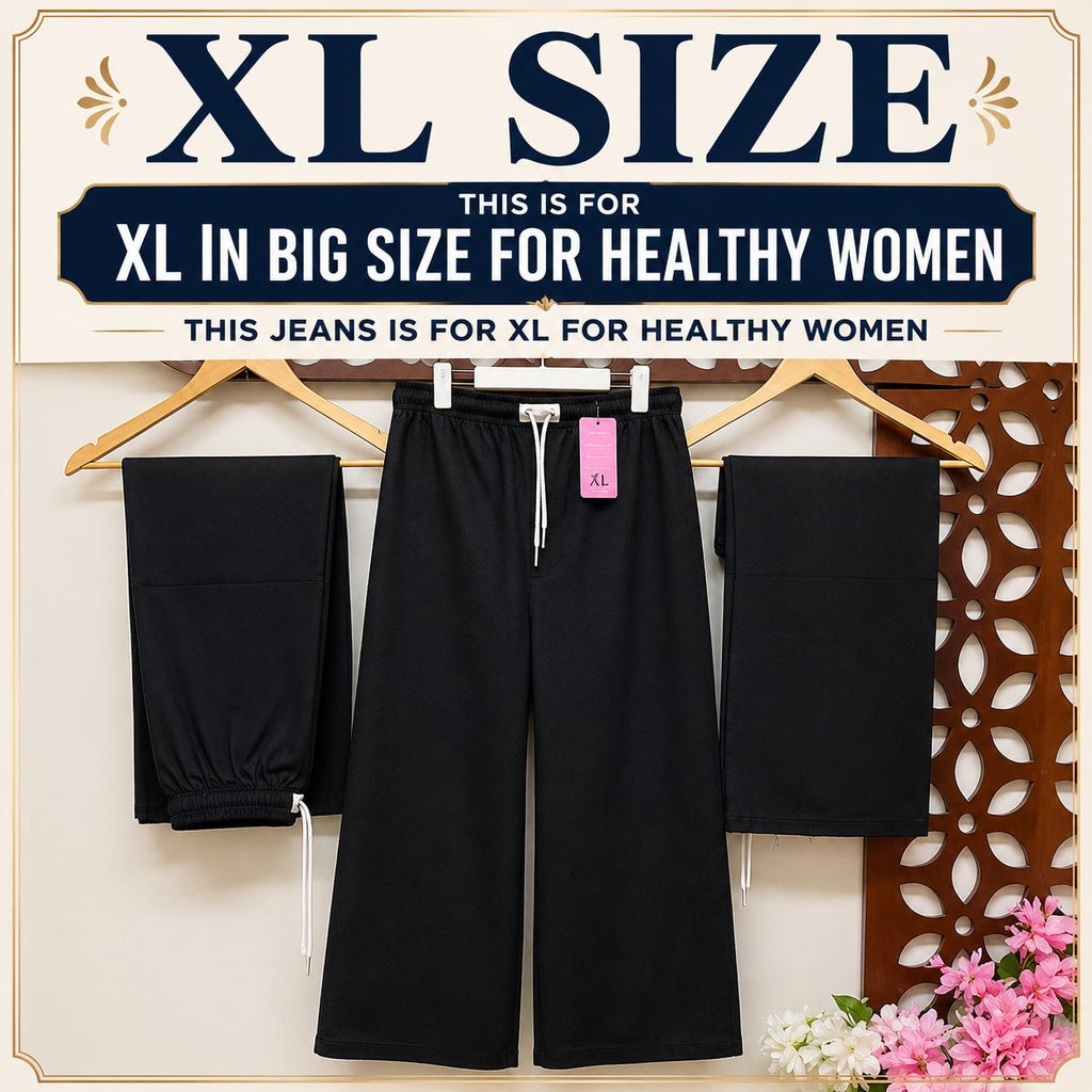 XL-Black  Dori Elastic Waist DENIM TROUSER ( For Healthy Women)