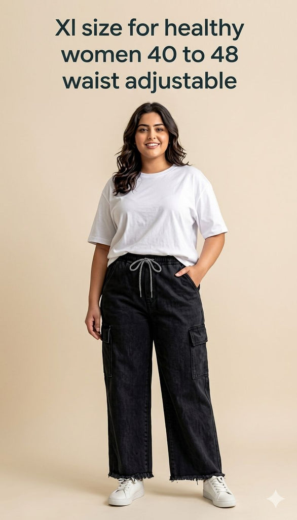 W-BLACK JEANS CARGO WITH TWO POCKETS ( HEALTHY WOMEN)