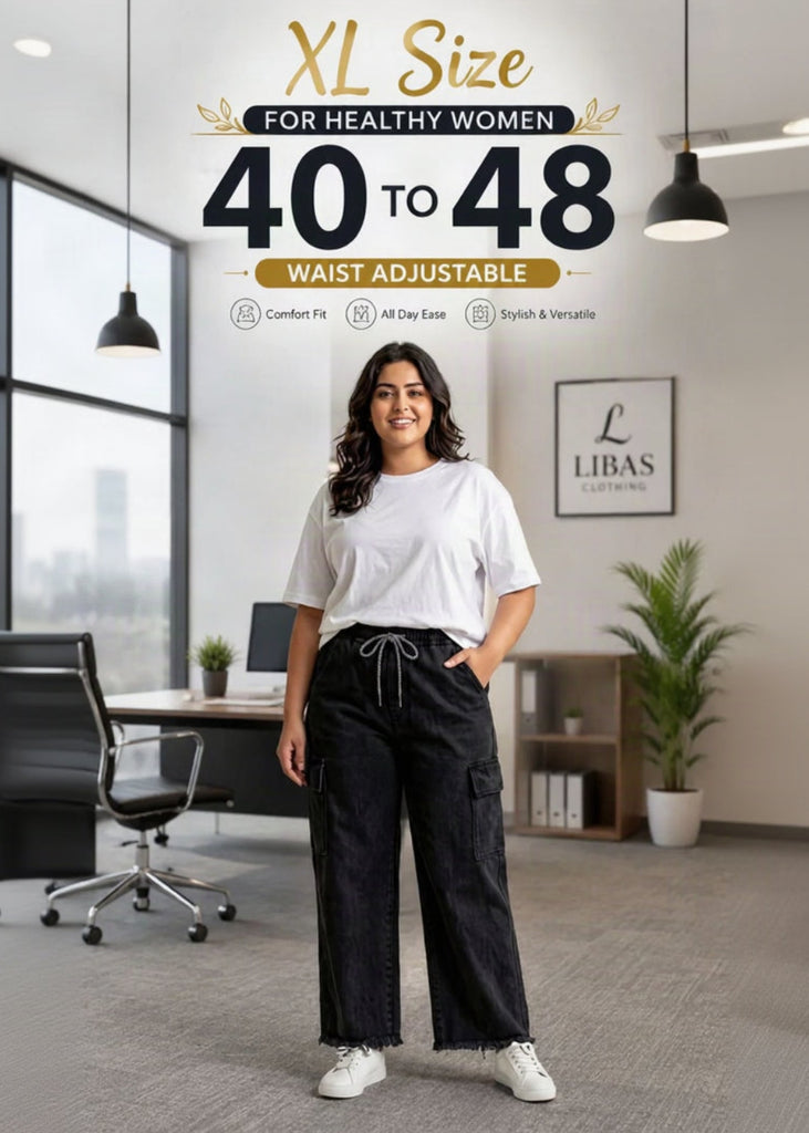 W-BLACK JEANS CARGO WITH TWO POCKETS ( HEALTHY WOMEN)