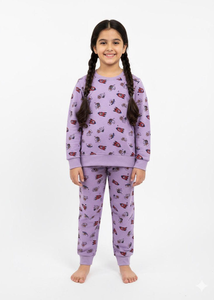 Girls Purple space  FLEECE TRACKSUIT