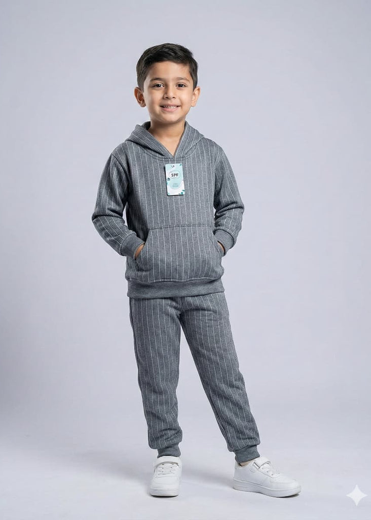 PREMUM IMPORTED   GREY FLEECE TRACKSUIT WITH HOODIE