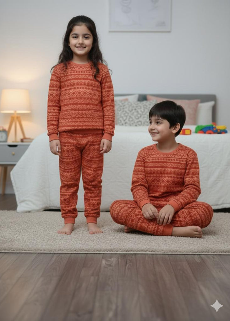UNISER  BROWN LINING FULL SLEEVES PJ SET