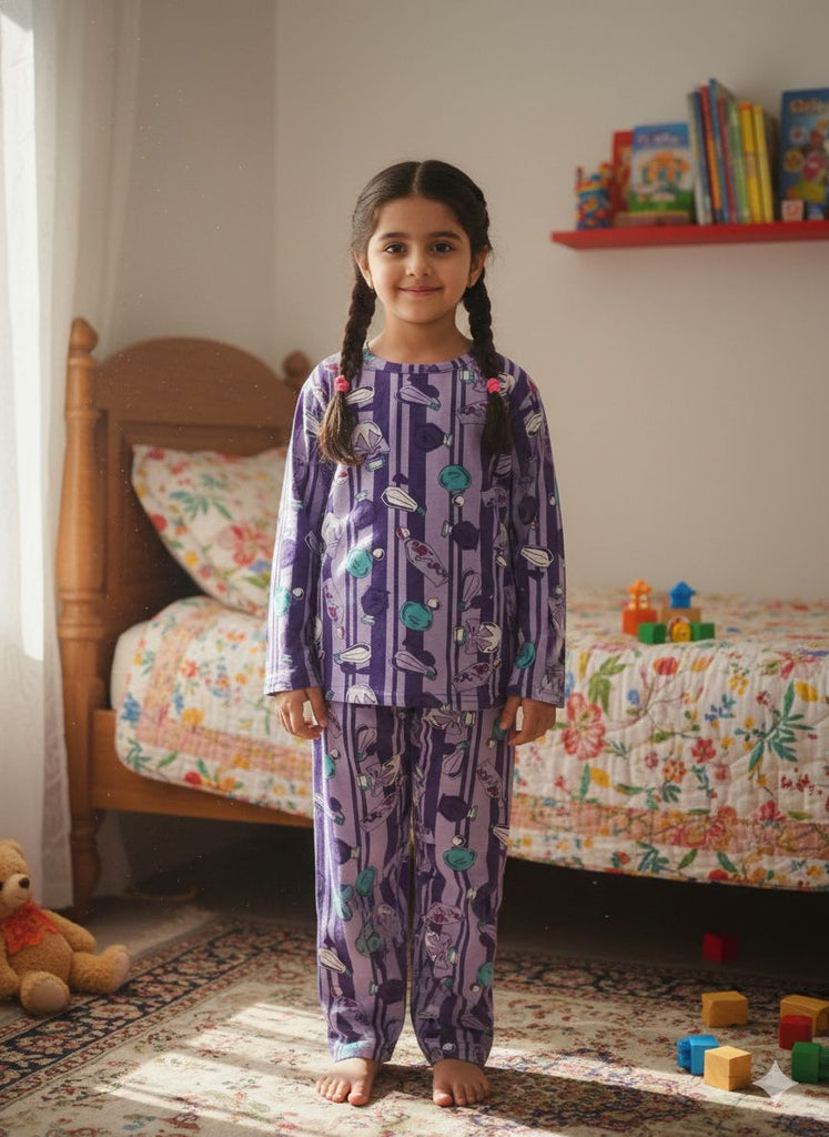 GIRLPURPLE LINING  FULL SLEEVES PJ SET