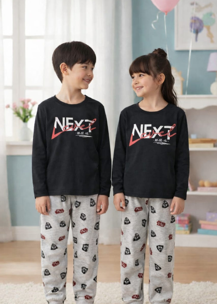 UNISEX  BLACK NEXT FULL SLEEVES PJ SET