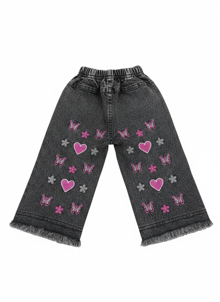 WS- Black Heart Embroidery  Denim Jeans