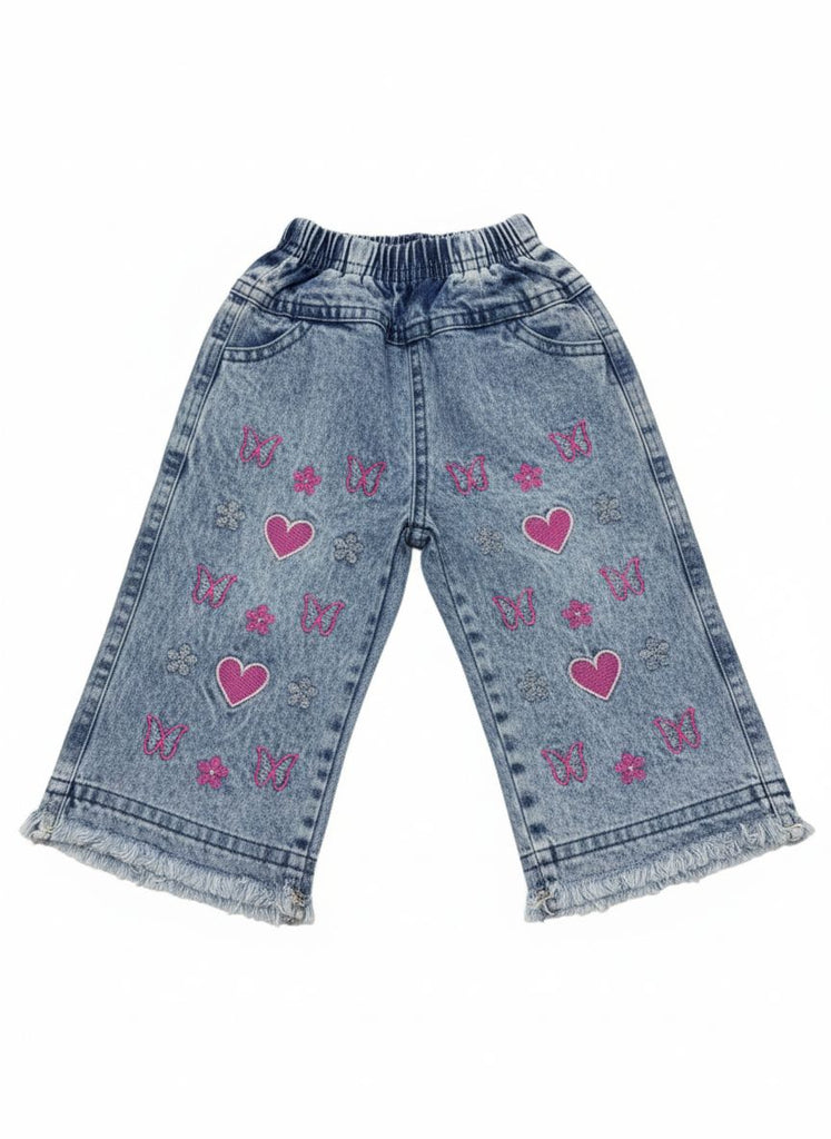 WS- Black Heart Embroidery  Denim Jeans