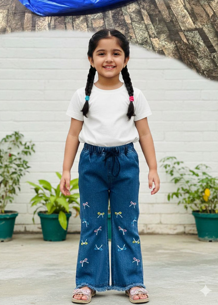 WS Blue  Bow  Denim Jeans