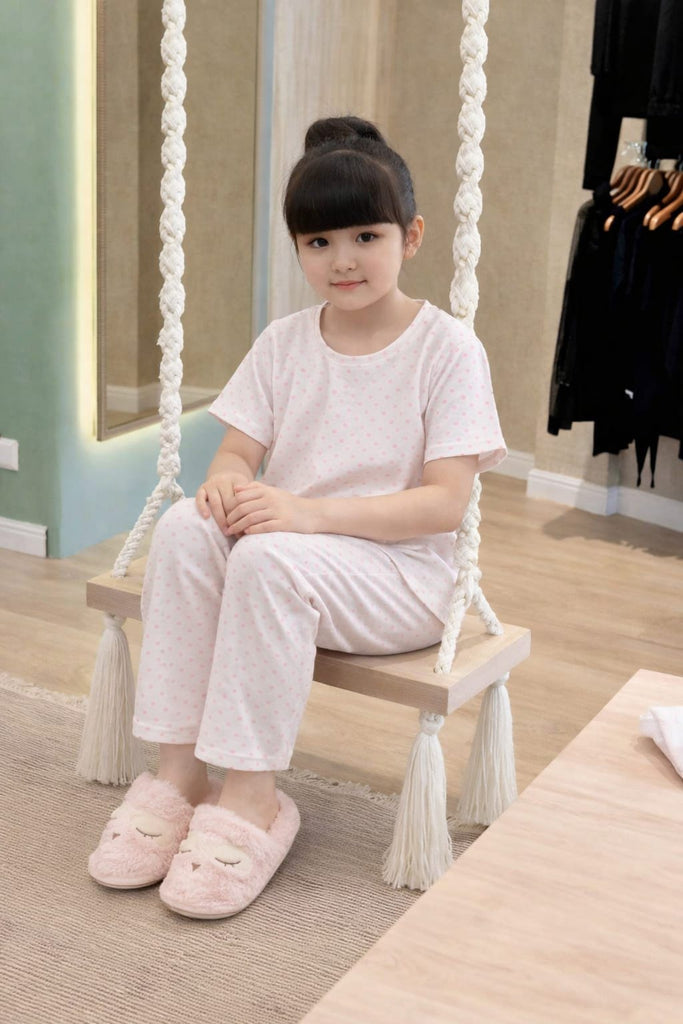 Dotted White Nightwear Set – Soft Cotton