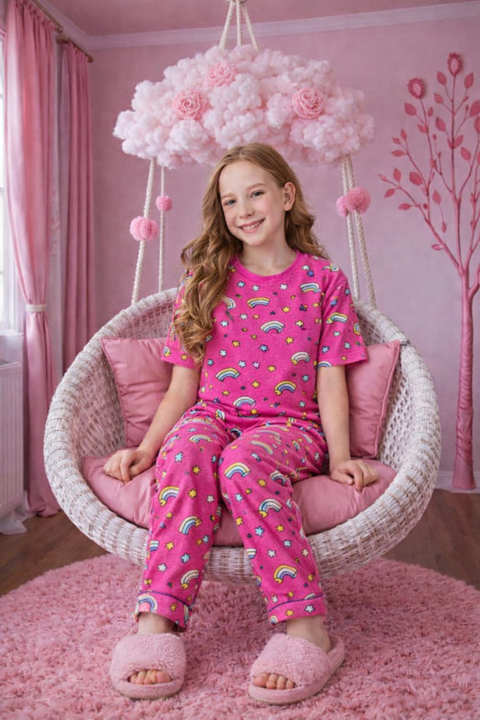 Graphical pink Cloud Nightwear Set – Soft Cotton