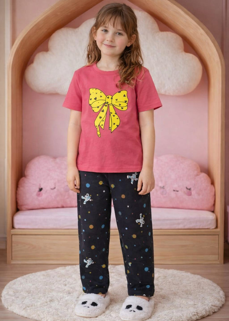 Charmin pink Bow Pj Set