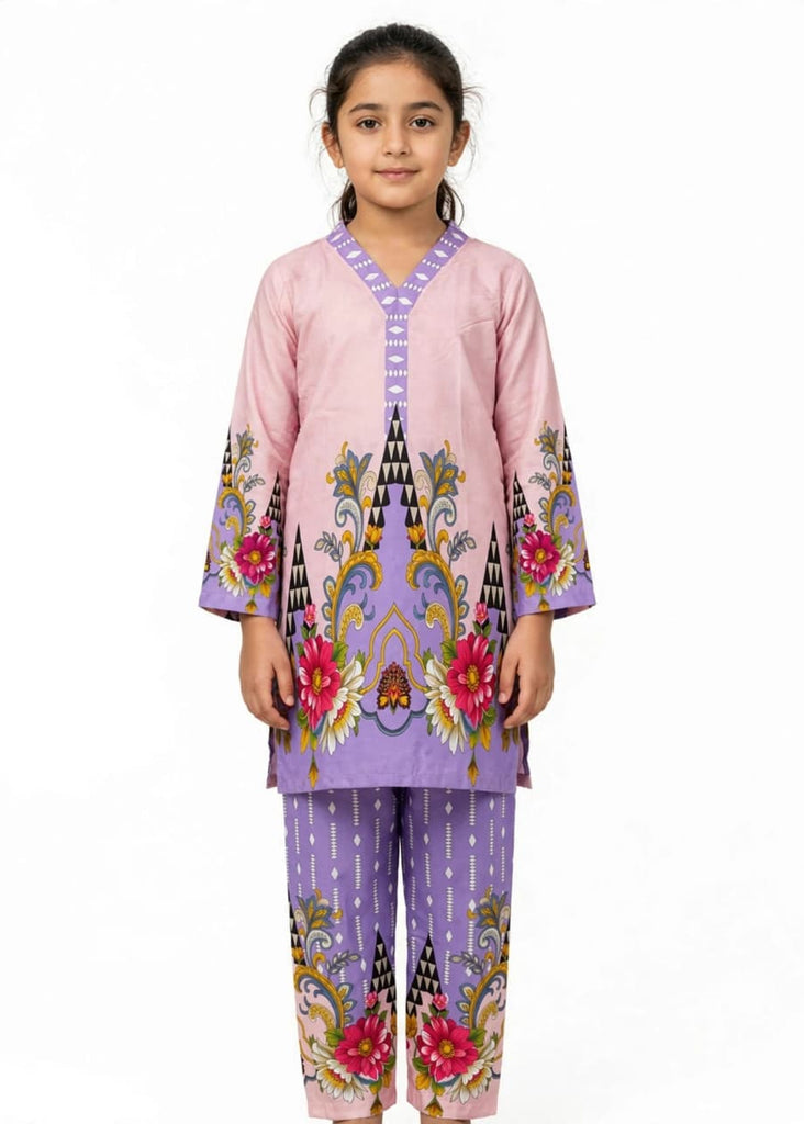 Girls Purple Floral Co Ord Set
