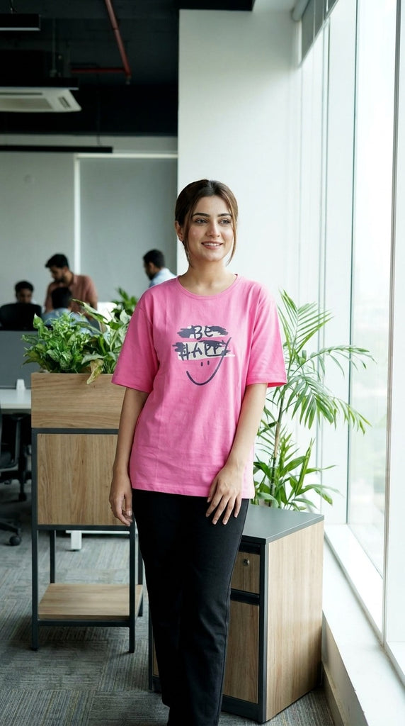 Cherry Oversized Drop Shoulder T-Shirt Be happy