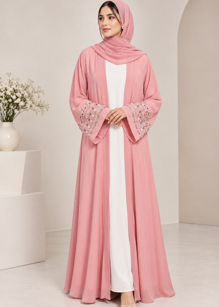Elara Abaya Soft pink  ( 4 Pcs Set)