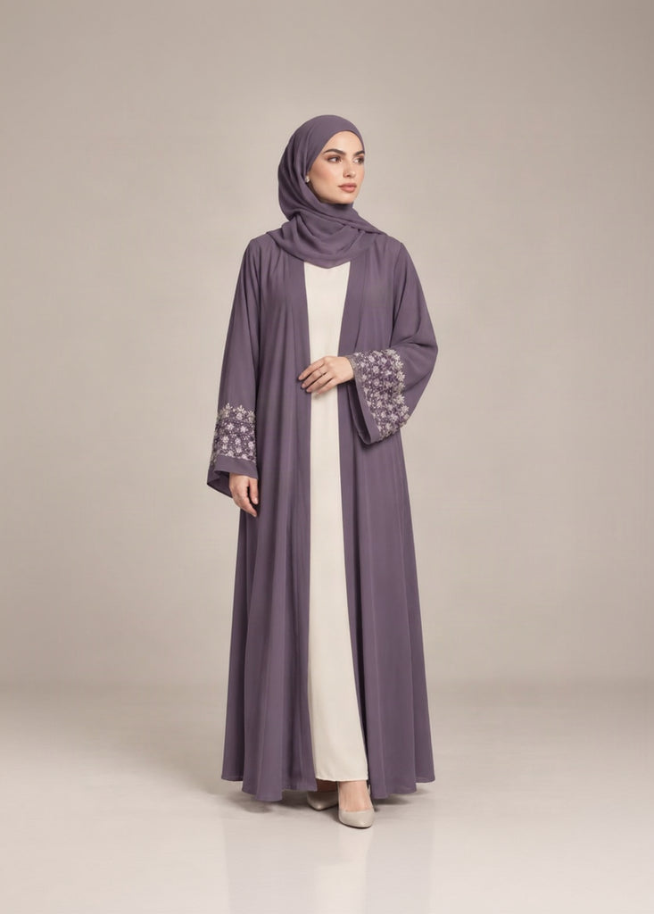 Elara Abaya Mavue Purple  ( 4 Pcs Set)