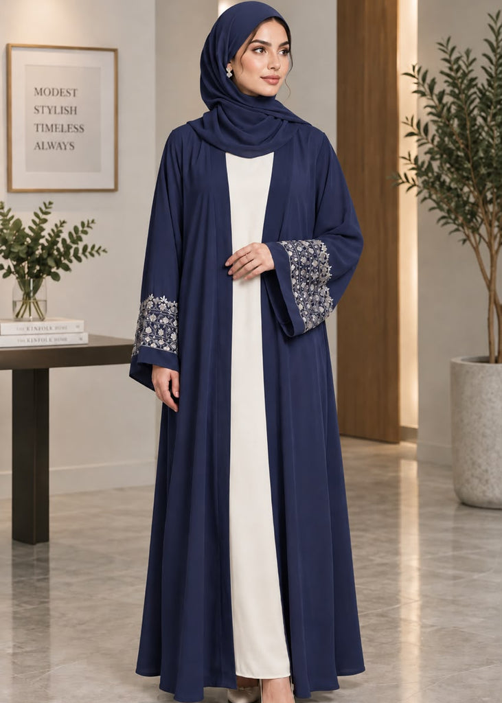 Elara Abaya Navy blue  ( 4 Pcs Set)