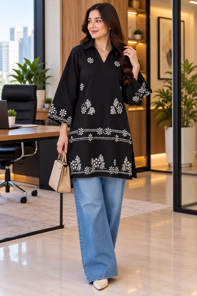 Women Embroidered Top | Black  ( only Top)