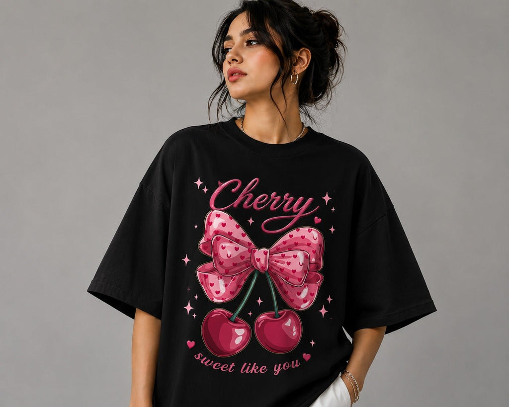 Cherry Oversized Drop Shoulder T-Shirt