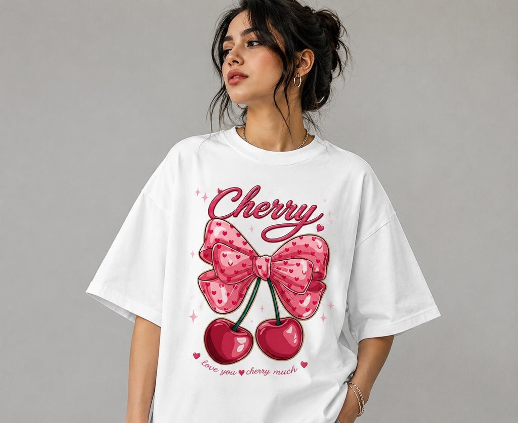Cherry Oversized Drop Shoulder T-Shirt