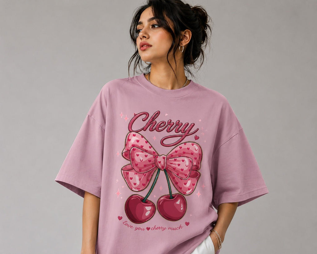 Cherry Oversized Drop Shoulder T-Shirt
