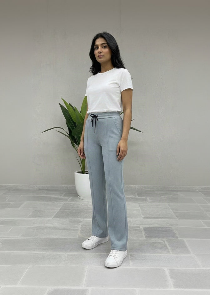 Woman Premium Trousers-Silver Grey ( Stylish Jacquard Weave )