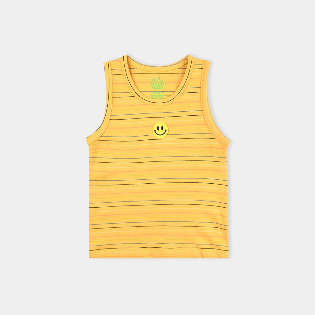 Infant Boys Yarn Dyed Sando Smiley-Yellow